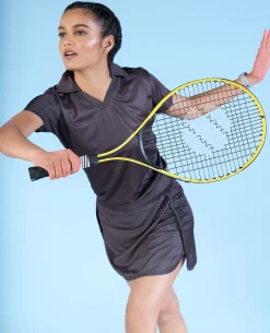 Airy Match Polo Top and Skort Set Grey