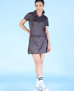 Airy Match Polo Top and Skort Set Grey