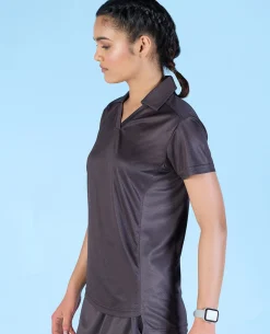 Airy Match Polo Top Grey