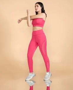 Athletic High-Waisted Mesh Leggings in Second SKN