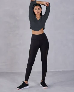 Athletic High-Waisted Mesh Leggings in Second SKN