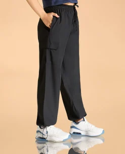 Cotton Crop Top and Mid Rise Solid Lightweight Cargo Pants Set