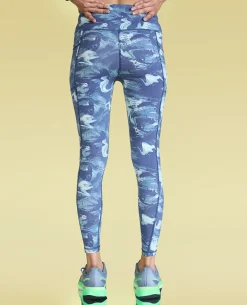 Cotton Printed Sports Bra & Leggings - Blue