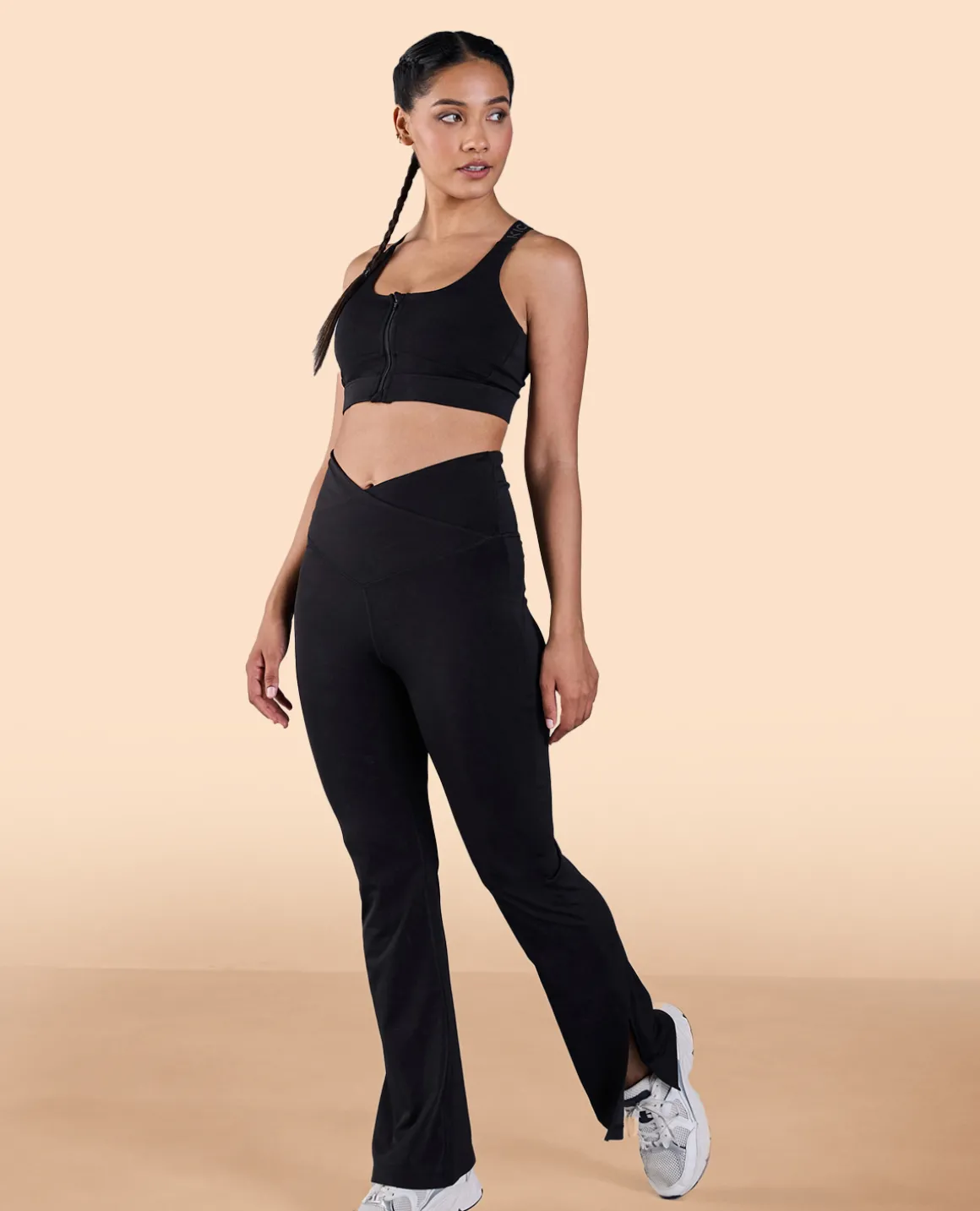 Criss-Cross Flare Pants in Second SKN