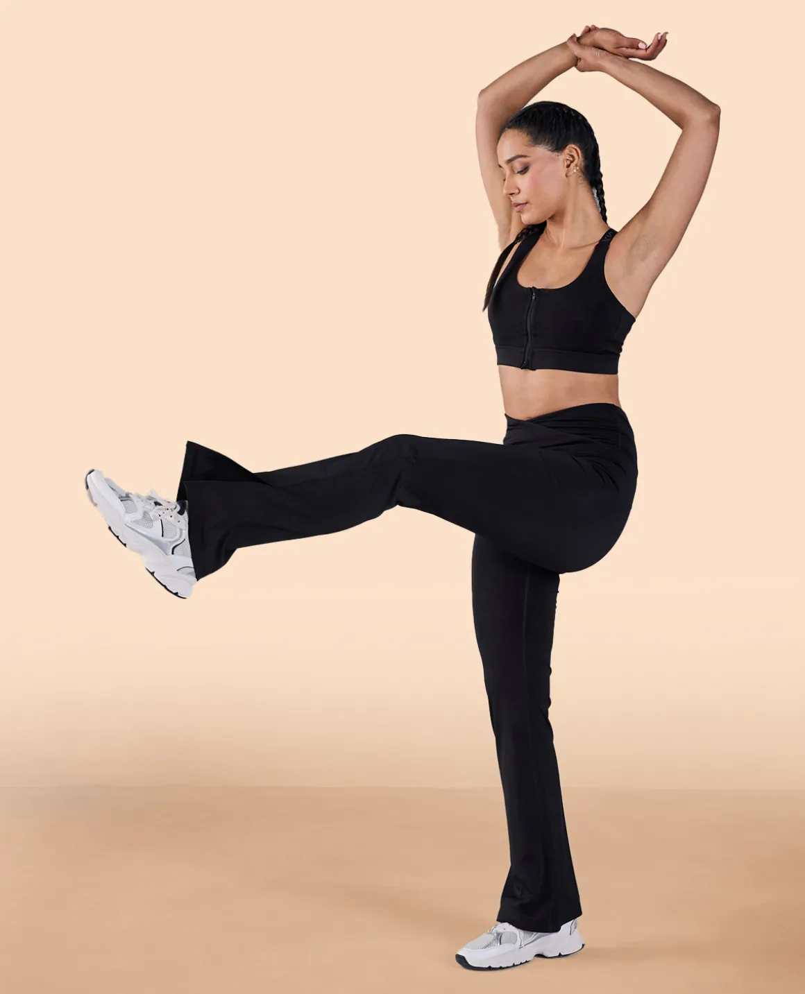 Criss-Cross Flare Pants in Second SKN