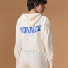 Cropped Cotton Terry Hoodie Off White