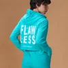 Cropped Cotton Terry Hoodie Teal