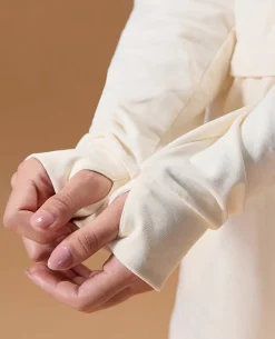 Cropped Cotton Terry Hoodie Off White