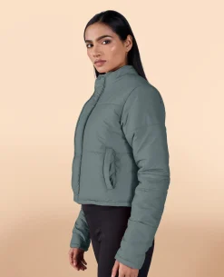 Cropped Puffer Jacket Olive