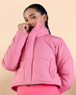 Cropped Puffer Jacket Pink