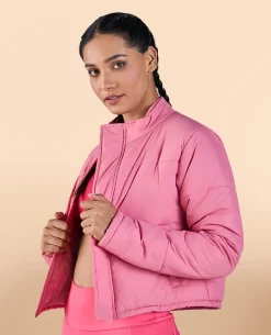 Cropped Puffer Jacket Pink