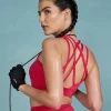 Fashionable Strappy Sports Bra with Removable Pads