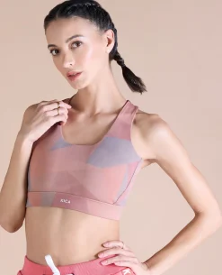 Fashionable Strappy Sports Bra with Removable Pads