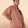 Fleece Oversized Sweatshirt Brown