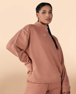 Fleece Oversized Sweatshirt Brown