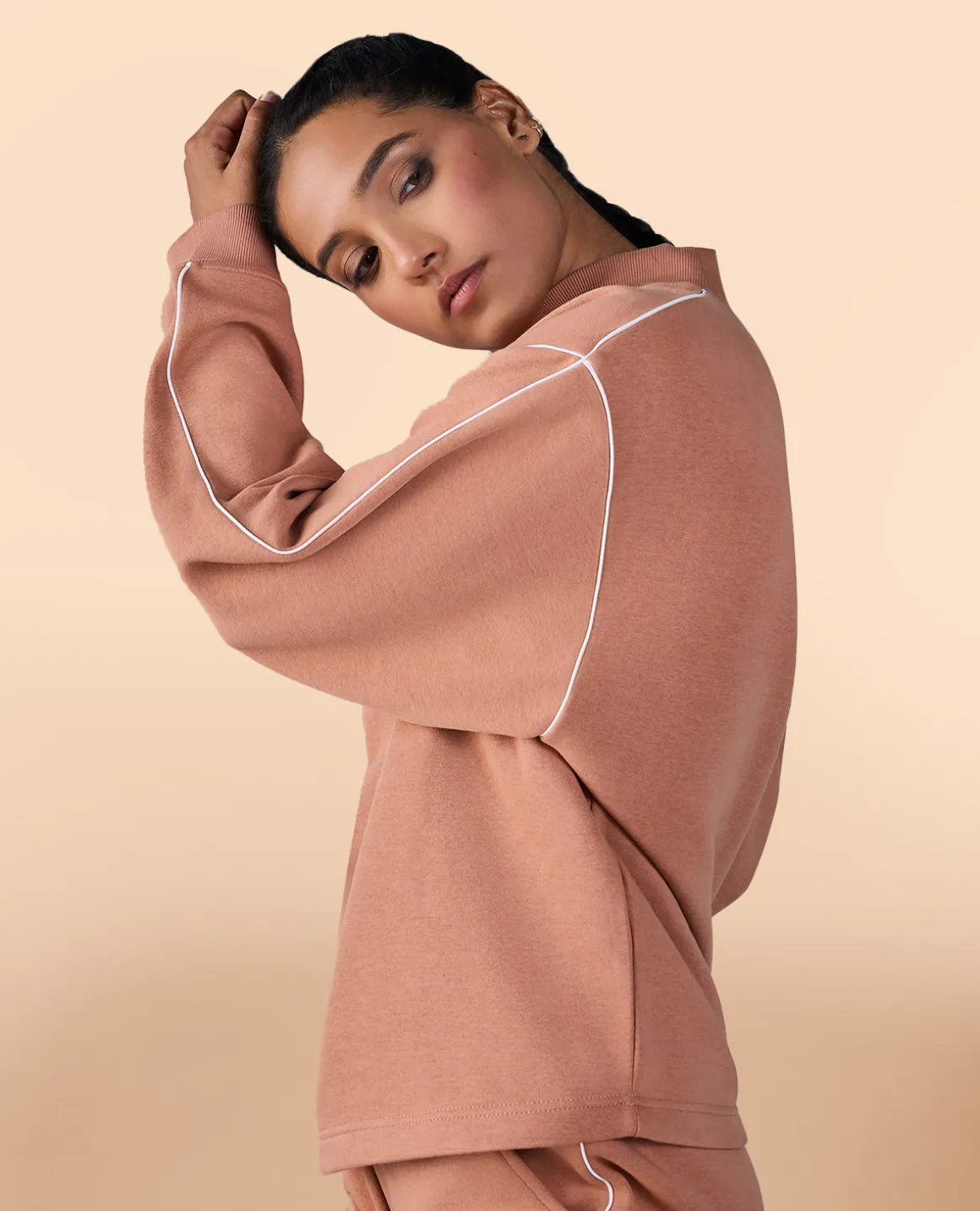 Fleece Oversized Sweatshirt Brown