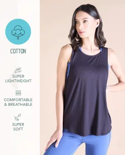 Flowy Cotton Tank Top Black