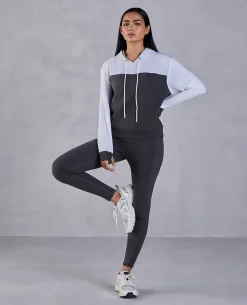Full Sleeve Fashion Hoodie & Cotton Leggings Grey