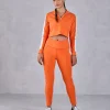 Full Sleeve Running Top & High Waisted Leggings In Second Skin Fabric Orange
