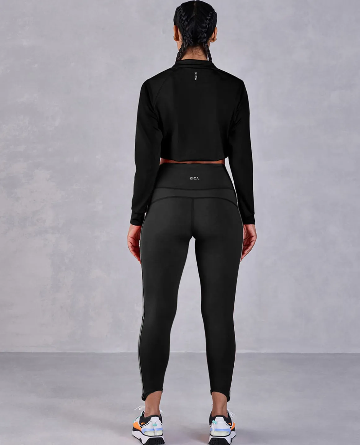 Full Sleeve Running Top & High Waisted Leggings In Second Skin Fabric Black