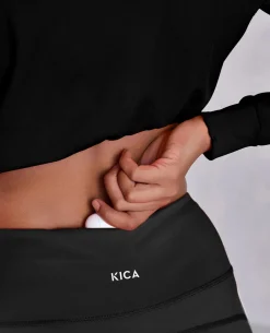 Full Sleeve Running Top & High Waisted Leggings In Second Skin Fabric Black