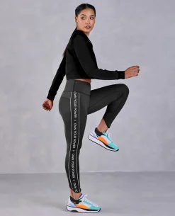Full Sleeve Running Top & High Waisted Leggings In Second Skin Fabric Black