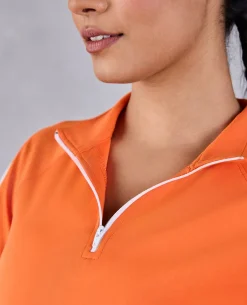 Full Sleeve Running Top & High Waisted Leggings In Second Skin Fabric Orange
