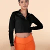 Full Sleeves Running Top in Second SKN Fabric Black