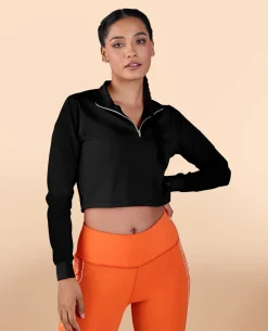 Full Sleeves Running Top in Second SKN Fabric Black