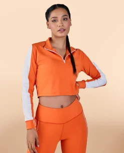 Full Sleeves Running Top in Second SKN Fabric Orange
