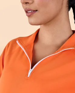 Full Sleeves Running Top in Second SKN Fabric Orange