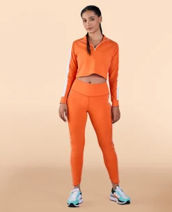 Full Sleeves Running Top in Second SKN Fabric Orange