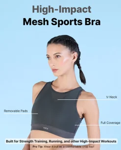 High Impact & Full Coverage Mesh Sports Bra