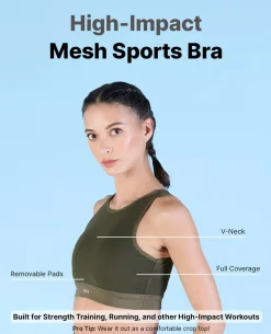 High Impact & Full Coverage Mesh Sports Bra