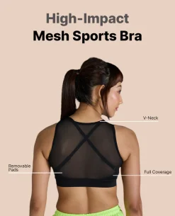 High Impact & Full Coverage Mesh Sports Bra