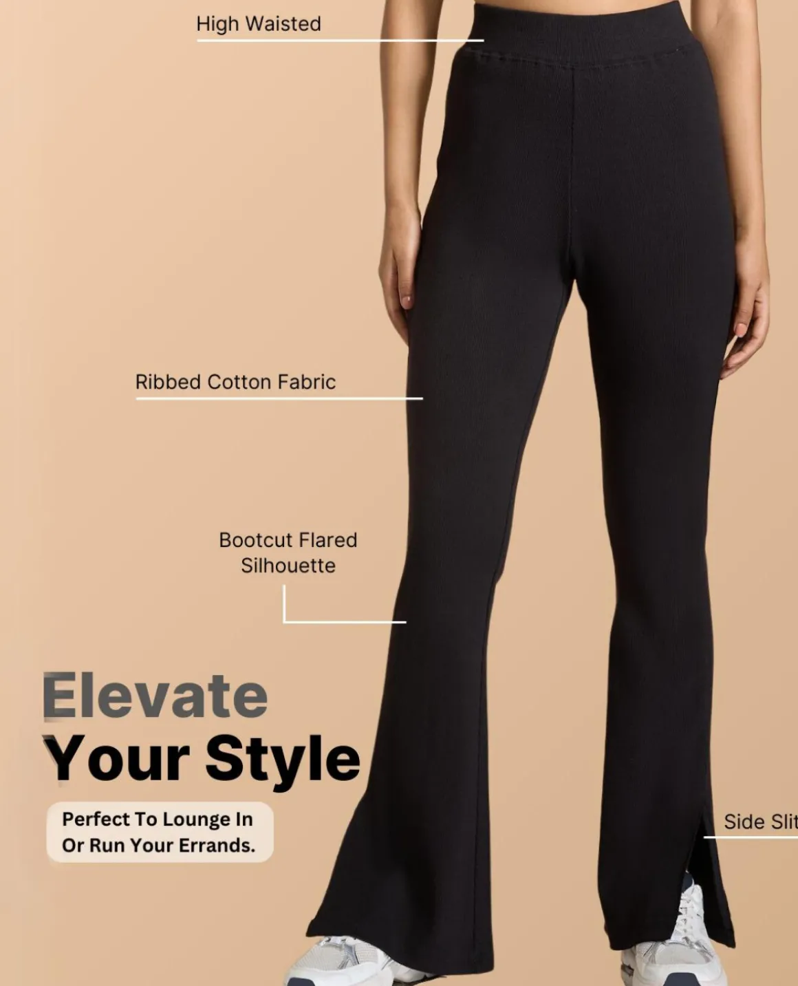 High Waist Ribbed Flared Pants