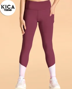High Waisted Colourblock Stretchable Leggings For Girls
