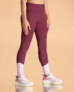 High Waisted Colourblock Stretchable Leggings For Girls