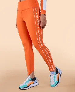 High Waisted Leggings in Second SKN Fabric Orange