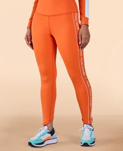 High Waisted Leggings in Second SKN Fabric Orange