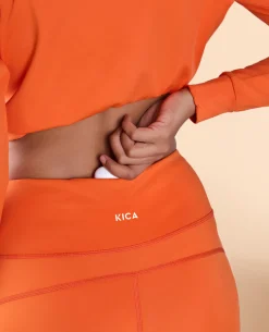 High Waisted Leggings in Second SKN Fabric Orange