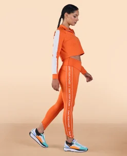 High Waisted Leggings in Second SKN Fabric Orange