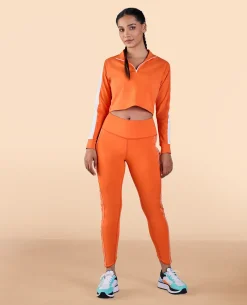 High Waisted Leggings in Second SKN Fabric Orange