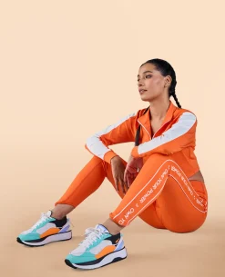 High Waisted Leggings in Second SKN Fabric Orange
