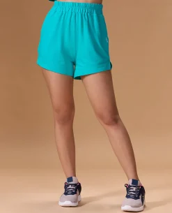 Kica Cotton Mid Rise Terry Shorts Teal