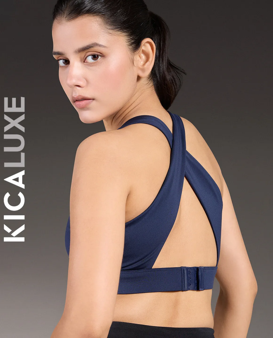 Luxe Crostini Full Coverage And High-Impact Sports Bra Navy Blue
