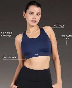 Luxe Crostini Full Coverage And High-Impact Sports Bra Navy Blue