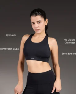 Luxe Crostini Full Coverage And High-Impact Sports Bra Black