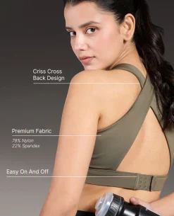 Luxe Crostini Full Coverage And High-Impact Sports Bra Olive