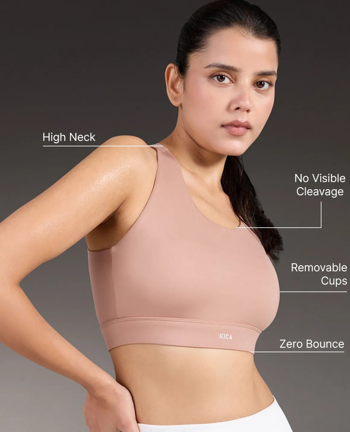 Luxe Crostini Full Coverage And High-Impact Sports Bra Nude
